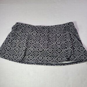 Lands End Womens Black & White Geometric Print Swim Skirt Size 8